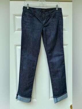 Ann Taylor Womens Dark Wash Straight Leg Denim Jeans Size 2 Pants Mid Rise